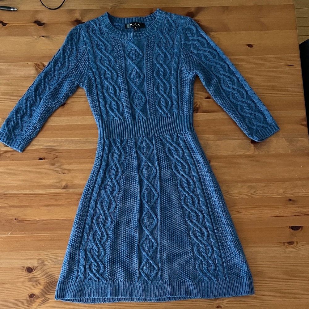 Blue Cable Knit Dress